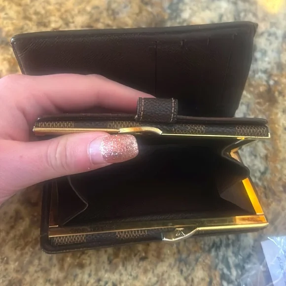 Louis Vuitton Damier Ebene French Kisslock Compact Wallet PLZ READ